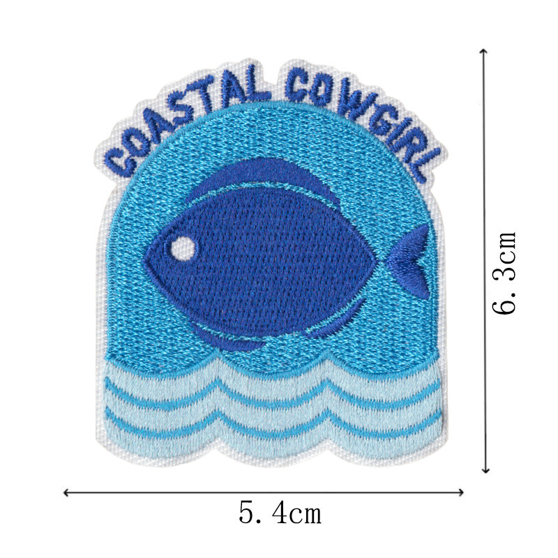 Wholesale Luxury cruise ship embroidered cloth patch,  sea journey patch,  blue whale computer embroidered patch,  seagull decorative patch,  ironing